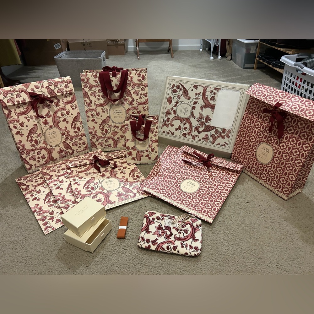 Sezane x Antoinette Poisson gift bag pouch envelope zip velvet set